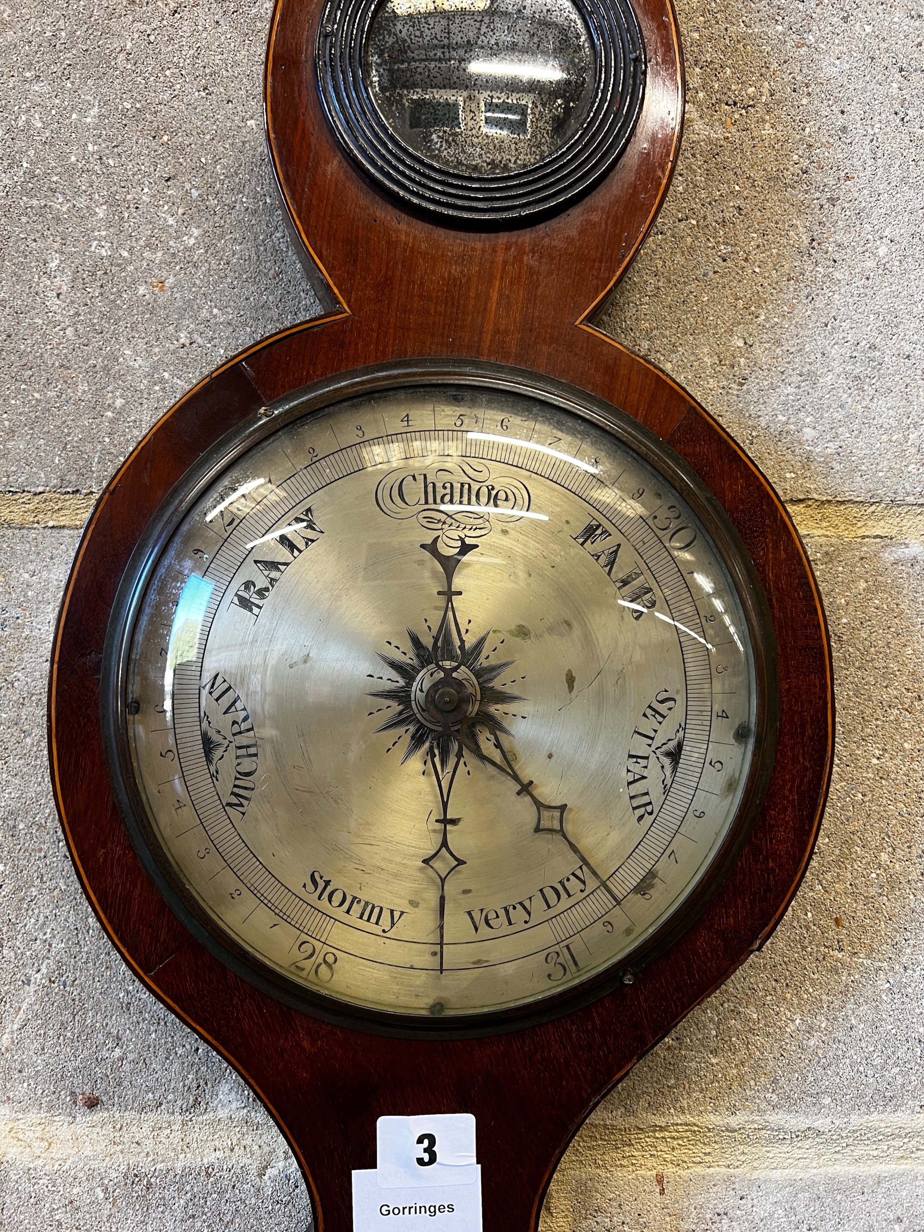 A George III mahogany wheel barometer, height 96cm